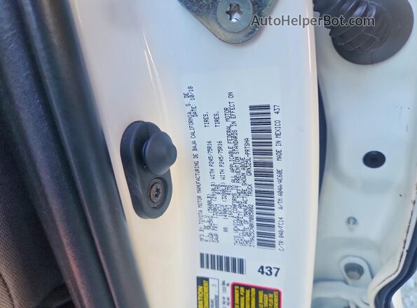 3TMAZ5CN0KM085002 2019 TOYOTA TACOMA White Vista de la etiqueta del VIN