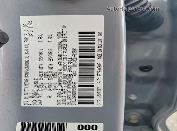 3TMCZ5AN1MM389468 2021 TOYOTA TACOMA Серый Вид наклейки с VIN-кодом