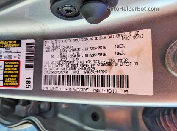 3TMCZ5AN3PM609990 2023 TOYOTA TACOMA Серебряный Вид подкапотного пространства