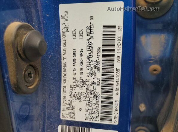 3TMCZ5AN5JM133569 2018 TOYOTA TACOMA Синий Вид подкапотного пространства