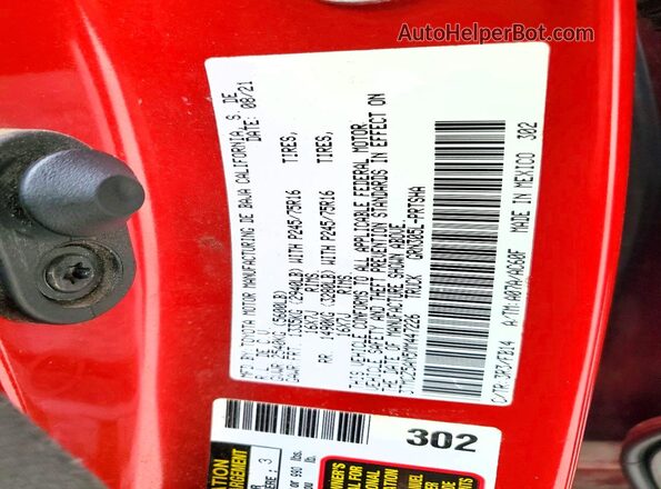 3TMCZ5AN5MM447226 2021 TOYOTA TACOMA Красный Вид подкапотного пространства