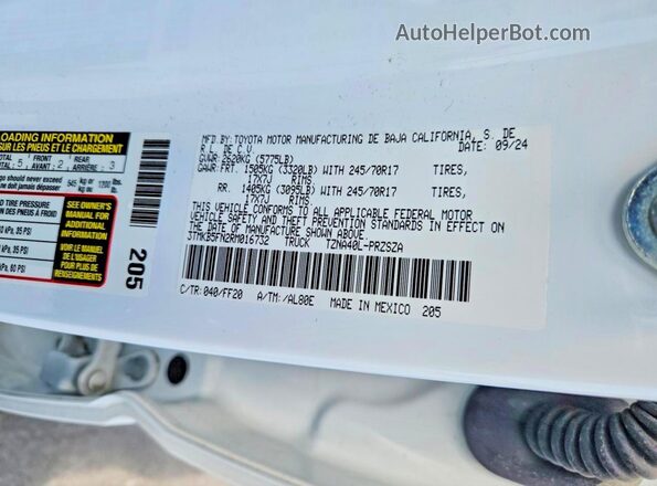 3TMKB5FN2RM016732 2024 TOYOTA TACOMA Белый Вид наклейки с VIN-кодом