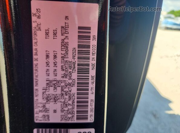 3TMKB5FNXSM042341 2025 TOYOTA TACOMA Black Widok naklejki z numerem VIN