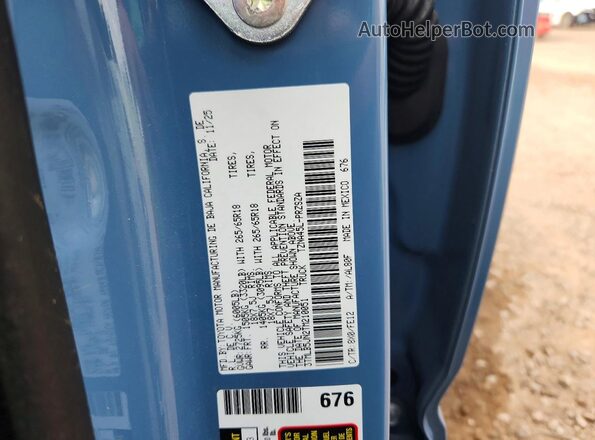 3TMLB5JN2TM210051 2026 TOYOTA TACOMA Blue VIN կոդի պիտակի տեսք