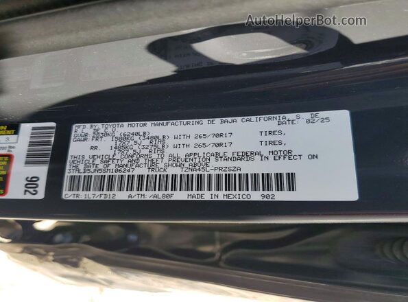 3TMLB5JN5SM106247 2025 TOYOTA TACOMA Gray Vista del compartimento del motor