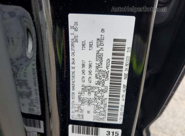 3TMLB5JN5TM281776 2026 TOYOTA TACOMA Black VIN կոդի պիտակի տեսք