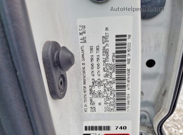 3TYAX5GNXNT047107 2022 TOYOTA TACOMA White Вид наклейки з VIN-кодом
