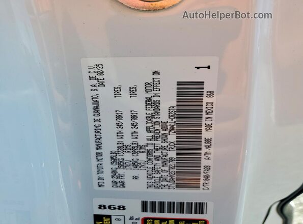 3TYJDAHN2ST021709 2025 TOYOTA TACOMA White Вид наклейки з VIN-кодом