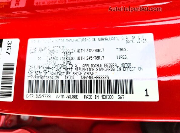 3TYKB5FN0TT034139 2026 TOYOTA TACOMA Maroon Вид підкапотного простору