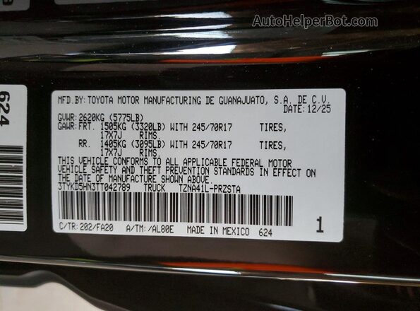 3TYKD5HN3TT042789 2026 TOYOTA TACOMA Black Vista del compartimento del motor