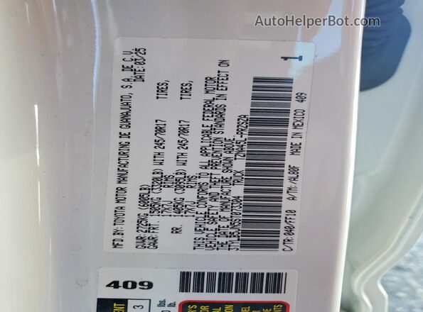 3TYLB5JN5ST073304 2025 TOYOTA TACOMA White Շարժիչի բաժամունքի տեսք