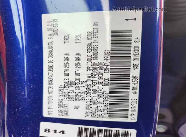 3TYLC5LN6ST026387 2025 TOYOTA TACOMA Blue Вид наклейки з VIN-кодом