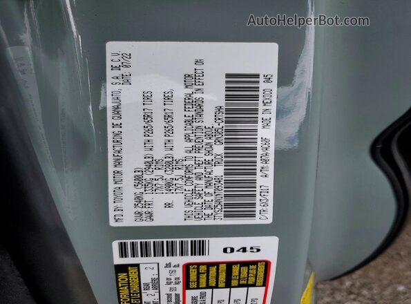 3TYSZ5AN1NT093481 2022 TOYOTA TACOMA Зеленый Вид наклейки с VIN-кодом