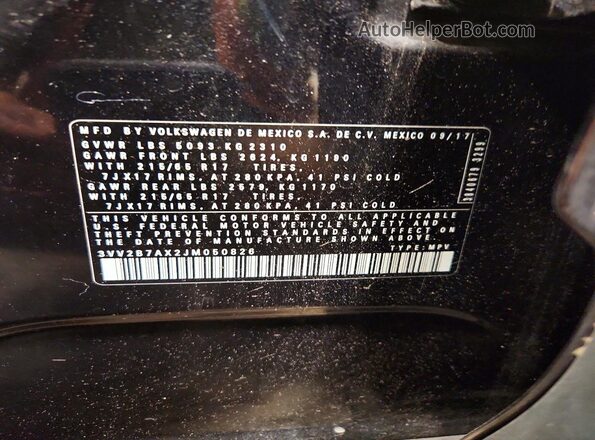 3VV2B7AX2JM050826 2018 VOLKSWAGEN TIGUAN Синий Панорамный вид салона 360°