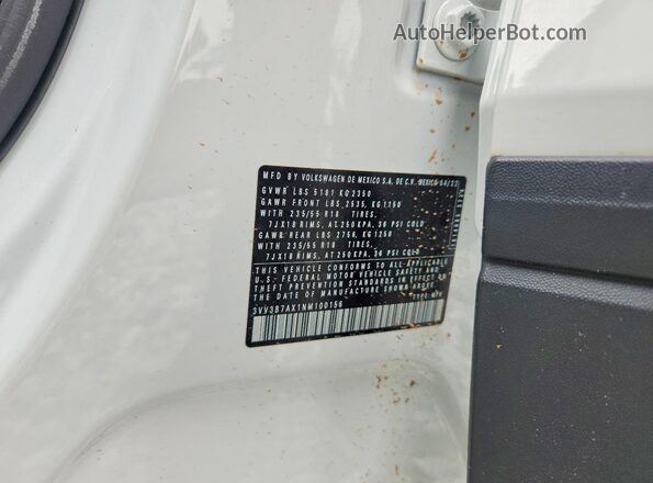 3VV3B7AX1NM100156 2022 VOLKSWAGEN TIGUAN White Vista del compartimento del motor