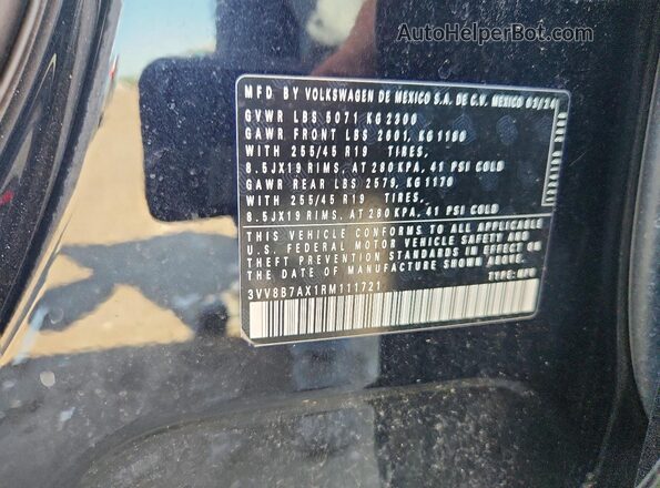 3VV8B7AX1RM111721 2024 VOLKSWAGEN TIGUAN Black VIN կոդի պիտակի տեսք