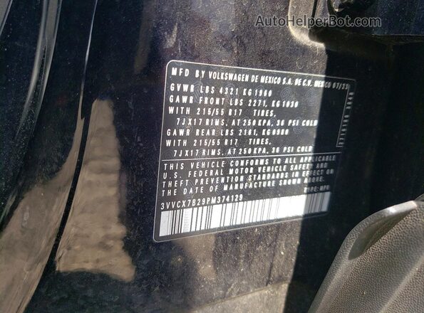 3VVCX7B29PM374129 2023 VOLKSWAGEN TAOS Black VIN sticker view