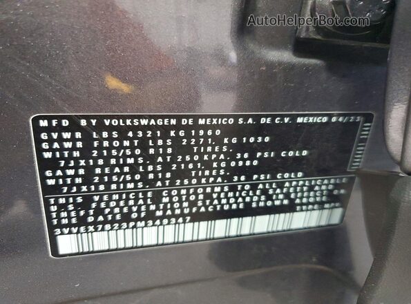 3VVEX7B23PM349347 2023 VOLKSWAGEN TAOS Серый Вид подкапотного пространства