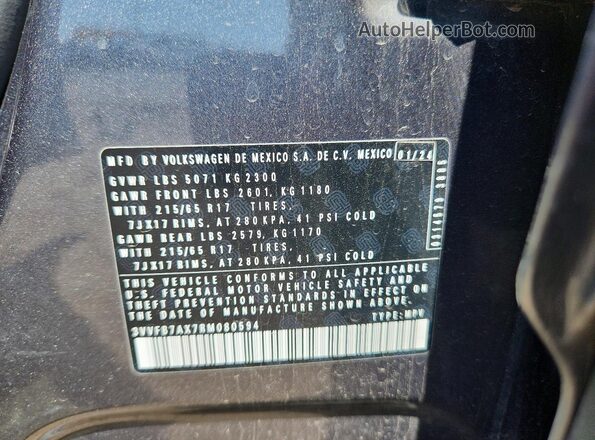 3VVFB7AX7RM080594 2024 VOLKSWAGEN TIGUAN Gray Вид наклейки з VIN-кодом