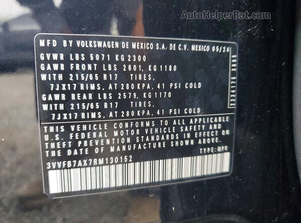 3VVFB7AX7RM130152 2024 VOLKSWAGEN TIGUAN Black Vista de la etiqueta del VIN