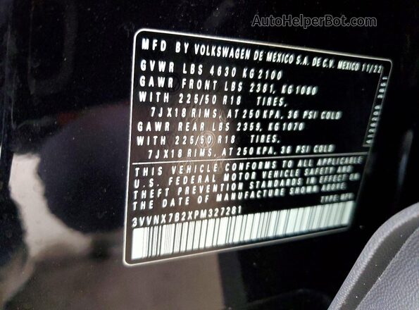 3VVNX7B2XPM327281 2023 VOLKSWAGEN TAOS Black Vista interior de 360 grados