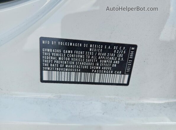 3VW2T7BU6SM065554 2025 VOLKSWAGEN JETTA White ძრავის განყოფილების ხედი