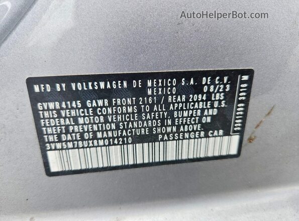 3VW5M7BUXRM014210 2024 VOLKSWAGEN JETTA Серебряный Вид наклейки с VIN-кодом