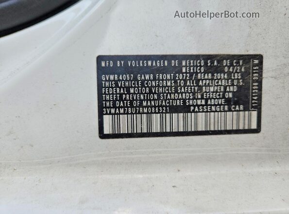 3VWAM7BU7RM086321 2024 VOLKSWAGEN JETTA White Շարժիչի բաժամունքի տեսք
