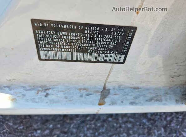 3VWBM7BU4NM034336 2022 VOLKSWAGEN JETTA Белый Вид подкапотного пространства