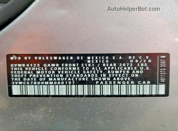 3VWC57BU0MM000197 2021 VOLKSWAGEN JETTA Silver ძრავის განყოფილების ხედი