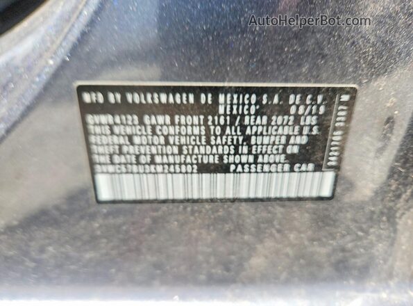 3VWC57BU3KM245802 2019 VOLKSWAGEN JETTA Gray Вид підкапотного простору