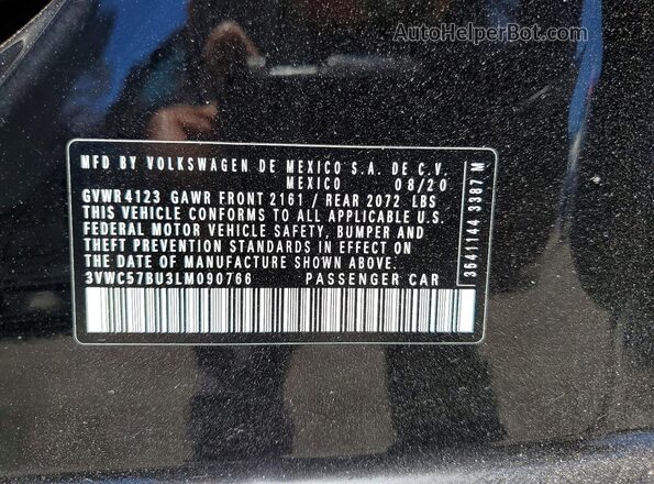 3VWC57BU3LM090766 2020 VOLKSWAGEN JETTA Black Շարժիչի բաժամունքի տեսք