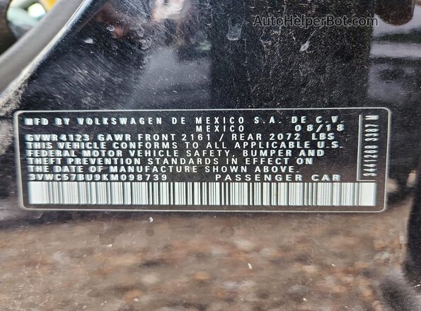 3VWC57BU9KM098739 2019 VOLKSWAGEN JETTA Black Շարժիչի բաժամունքի տեսք