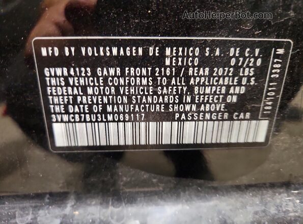 3VWCB7BU3LM069117 2020 VOLKSWAGEN JETTA Black Շարժիչի բաժամունքի տեսք