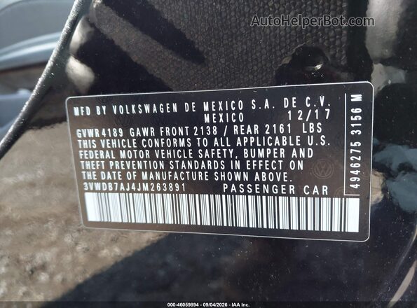 3VWDB7AJ4JM263891 2018 VOLKSWAGEN JETTA Черный Вид подкапотного пространства