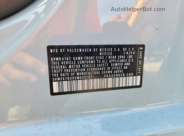 3VWEX7BUXSM033157 2025 VOLKSWAGEN JETTA Gray VIN sticker view