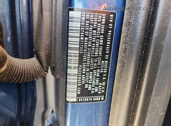 3VWFD7AT6KM717323 2019 VOLKSWAGEN BEETLE Blue Vista del compartimento del motor