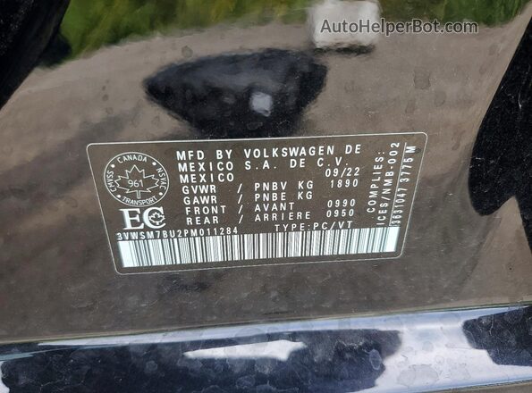3VWSM7BU2PM011284 2023 VOLKSWAGEN JETTA Black Вид наклейки з VIN-кодом
