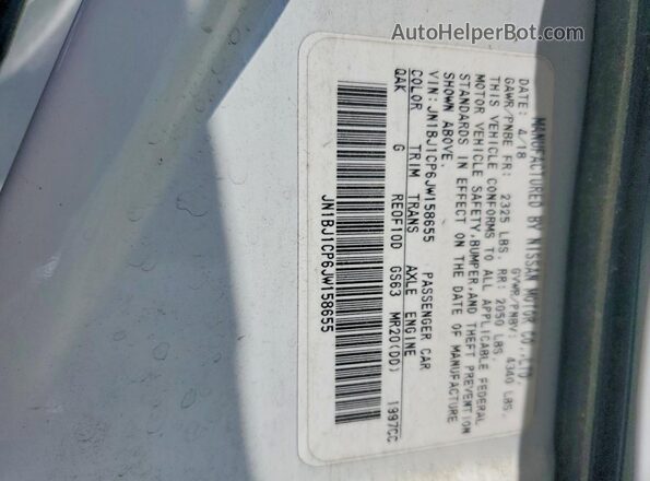 JN1BJ1CP6JW158655 2018 NISSAN ROGUE White Widok naklejki z numerem VIN