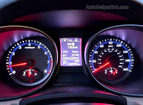 5XYZUDLB5GG377024 2016 HYUNDAI SANTA FE Red Вид щитка приладів