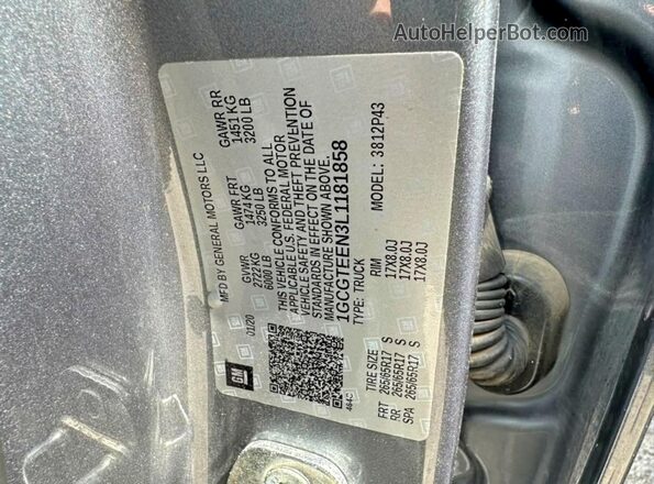 1GCGTEEN3L1181858 2020 CHEVROLET COLORADO Серый Вид задней части салона