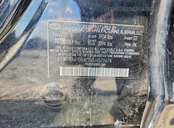 5NPD84LF6LH570674 2020 HYUNDAI ELANTRA Black VIN կոդի պիտակի տեսք