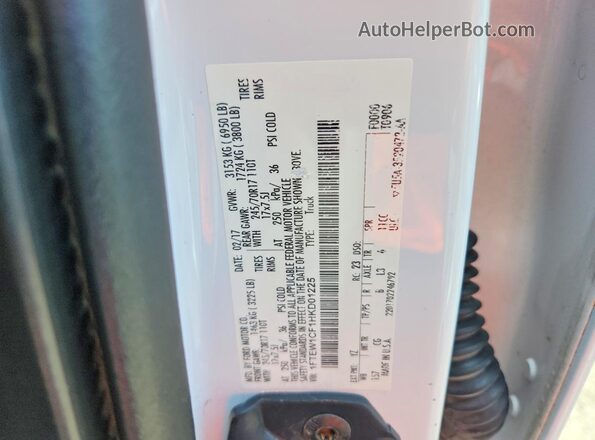 1FTEW1CF1HKD01225 2017 FORD F150 White Widok naklejki z numerem VIN