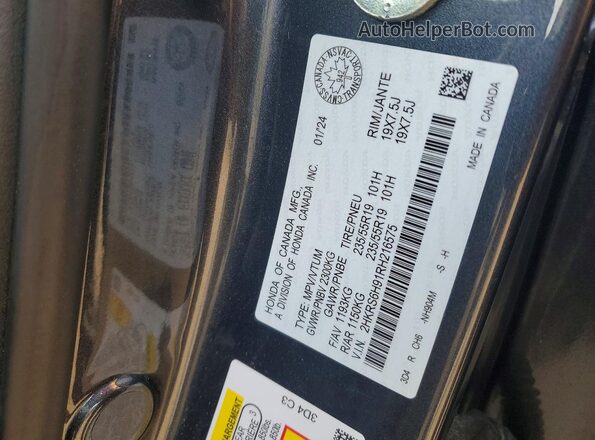 2HKRS6H91RH216575 2024 HONDA CR-V Charcoal VIN კოდის სტიკერის ხედი