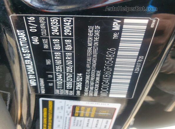 WDC0G4KB6GF054826 2016 MERCEDES-BENZ GLC-CLASS Black Vista de la etiqueta del VIN
