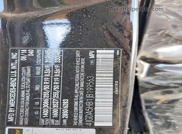 4JGDA5HB1JB199563 2018 MERCEDES-BENZ GLE Black Вид наклейки з VIN-кодом