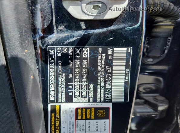4JGDA5HB5GA731637 2016 MERCEDES-BENZ GLE Черный Вид наклейки с VIN-кодом