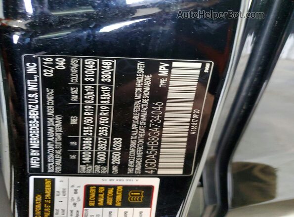 4JGDA5HB8GA734046 2016 MERCEDES-BENZ GLE Black 360 interior view