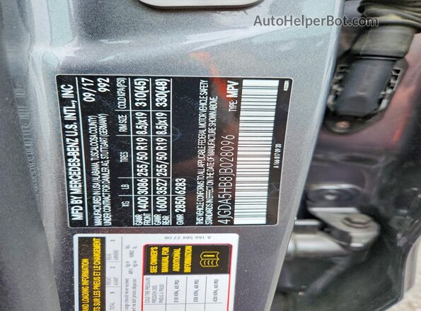 4JGDA5HB8JB028096 2018 MERCEDES-BENZ GLE Серый Вид наклейки с VIN-кодом
