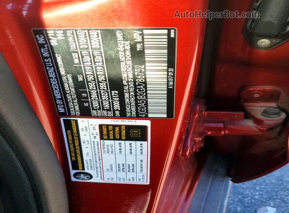 4JGDA5JB2GA786752 2016 MERCEDES-BENZ GLE Red VIN sticker view